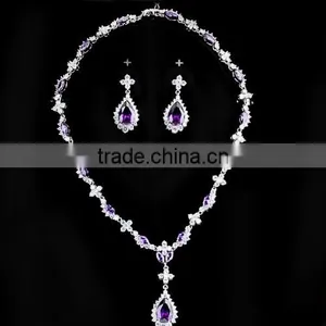 Top Design CZ Jewelry Blue Sapphire Necklace Sets 2015 Wholesale Wedding Bride Jewelry thumbnail-5