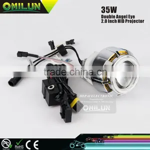 35W 2'' Inch Universal Motorcycle Headlight With Double Angel Eyes thumbnail-1