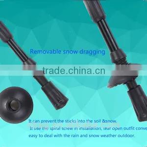 Aluminum 3/4 Sections Internal Lock Flared Handle Adjustable Hiking Pole Trekking Poles thumbnail-5