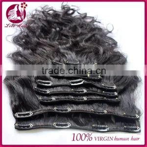 7A Grade 100% Virgin Body Wave Clip In Human Hair Extensions Wavy Eurasian Virgin Clip In Hair Extensions Human Hair Full Head thumbnail-4