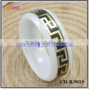Comfort Fit White Custom Black Gold Wedding Rings thumbnail-1