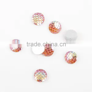 DIY 10mm/12mm ab Color Flat Back Cabochon Fish Scale Resin/plastic/acrylic Cheap Beads thumbnail-3