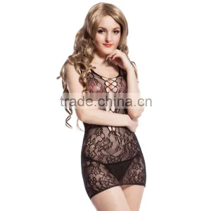 Transparent Sexy Hot Wholesale Short Style Sheer Nylon Bodystocking thumbnail-1