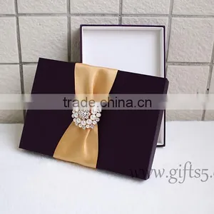 2016 Latest Luxury Wedding Gift Box Wedding Invitation Box With Ribbon Custom Made thumbnail-3