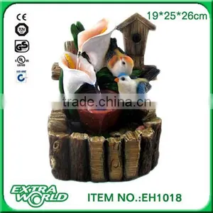 Resin Craftwork Water Fountain With Colorful Bird thumbnail-2
