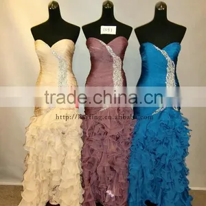 Off-shoulder Sexy Backless Ruffle and Beaded Open Front Layering Fishtail Ballkleid thumbnail-2