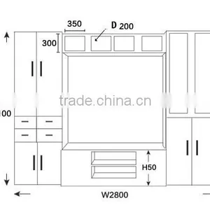 Wood Combination TV Cabinet With Wall Cabinet and Storage Cabinet thumbnail-3