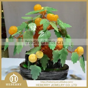 New Fashion Orange Crystal Tree Carving With Green Leaf thumbnail-1