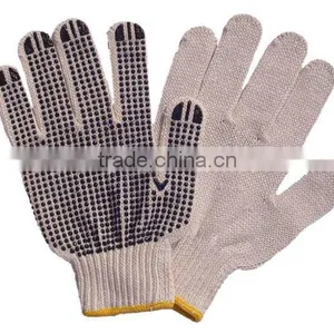 Cotton Wtih PVC Dotted Working Gloves,dotted on Plam thumbnail-1