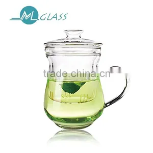 Wholesale 450ml Glass Tea Cup With Glass Lid Glass Infuser High Borosilicate Glassware TB130 thumbnail-1