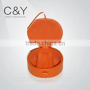 Sweet Color Round Shape Leather Jewelry Gift Box for Wholesale thumbnail-1