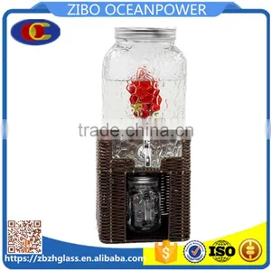 8L Embossing Square Shape Party Glass Water Dispenser thumbnail-1