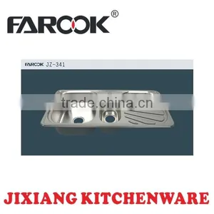 Extra Deep Double Bowl Single Drain Board 100*49cm Stainless Steel Kitchen Sink thumbnail-1