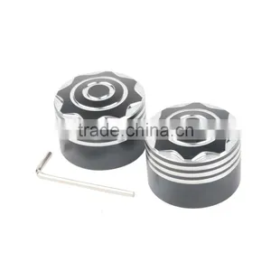 Black Front Axle Nut Covers For Dyna Softail Electra Glide Trike thumbnail-1