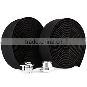 Free Shipping 2pcs Cycling Road Bike Cycle Cork Handlebar Handle Tape Ribbon Wrap Bar + 2 Bar Plug thumbnail-2