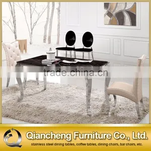 Marble Top Stainless Steel Dining Table Set for Living Room Furniture thumbnail-1