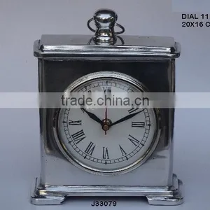 Square With Round Dial Clock in Mirror Polish Finish and Also Available in Nickel Plating thumbnail-1
