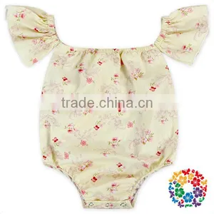 Infant Baby Floral Cotton Boho Short Sleeve Romper Open Snap Crotch Bodysuit thumbnail-2