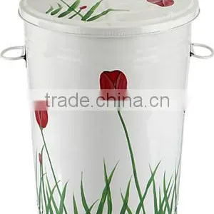 75L Large Vintage Galvanized Metal Trash Can Garbage Bin Waste Bin With Handle thumbnail-2