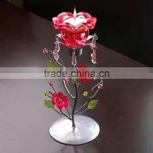 Red Rose Tea Candle Holder Stand Candleholder thumbnail-3