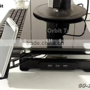 Monitor Computer Stand With USB Hubs & Plug, Tempered Glass thumbnail-4