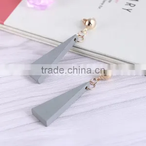 Korea Style Stud Personality Triangle Wooden Earrings thumbnail-2