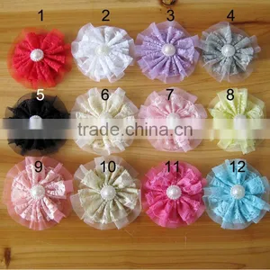 Lace Flower With Pearl Bead in Center for Kids Hair Accessories thumbnail-6