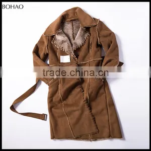 2015 High Fashion Leisure Cardigan Camel Fake Fur Coat thumbnail-1