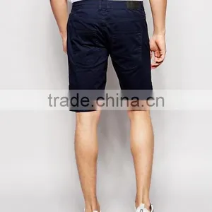Hot Sale Latest Custom Side Slant Pocket Men's Navy Slim Fit 65% Cotton 35% Polyester Stretch Twill Concealed Fly Casual Shorts thumbnail-2