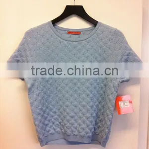 High Fashion Women's Short Sleeve 3D Textured T-shirt Pullover Sweater thumbnail-1