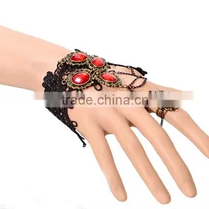 Festival Jewelry Set American Elegant Red Diamond Bracelet and Ring Set thumbnail-2