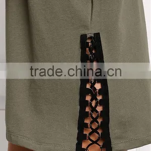 MGOO Customzied OEM Heavy Cotton 300g Tunic Tops Fashion Chocker Loose Oversized Shirts V Cut Out thumbnail-4