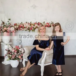 Velvet Fabric Mother Daughter Matching Dress Women Maxi Dress Family Look thumbnail-2