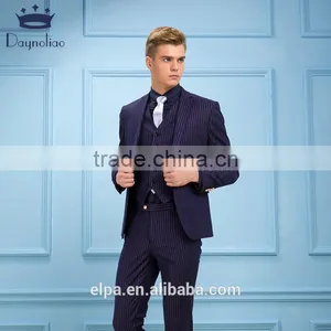 Daynoliao 2016 Latest Design Navy Stripe Slim Fit Wholesale 3 Pieces Men's Suits thumbnail-5
