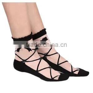 Hot Sales Colorful Ultrathin Transparent Beautiful Crystal Elastic Calcetines Short Women Socks Summer Sock Womens thumbnail-2