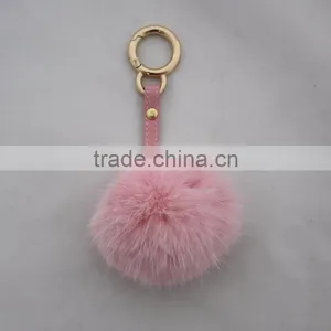 Myfur Customized Size and Color Real Rabbit Fur Pompom Keychain Fashion Bag Charm thumbnail-6