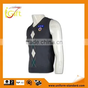 ISO9001/BSCI Manufature V-neck Custom School Argyle Cardigan Sweaters thumbnail-1