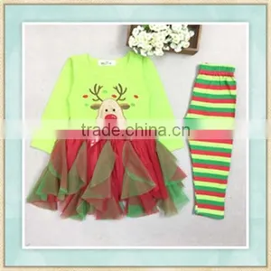 2017 Ibear Wholesale Kids Clothing Sets Baby Girls Deer Patern Grenadine Designs Christmas Costume Outfits thumbnail-1