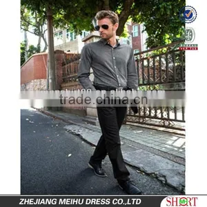 New Men's 100% Cotton Black White Striped Long Sleeve Slim Fit Business Shirt thumbnail-1