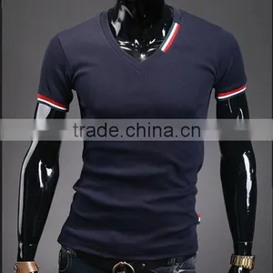 Wholesale Fashion Casual V Neck Men Tshirt Made in China thumbnail-1