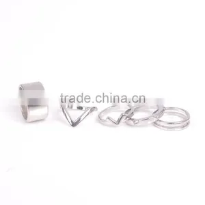 5pcs Per Set Punk Style Rivet V-shape Metal Midi Finger Knuckle Rings thumbnail-3