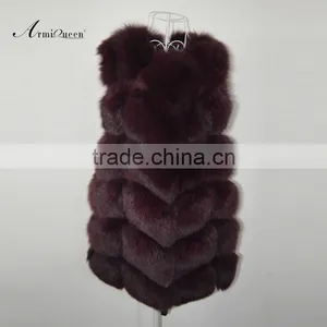 Rose Real Fox Fur Gilet For Ladies Wear,Long Style Fur Vest&Coat thumbnail-1