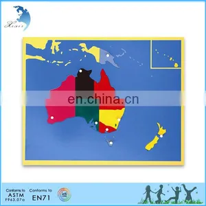 Promotion Colorful Training Montessori Educational Wooden Puzzle Scratch Australia Map Puzzle Map of Australia thumbnail-3