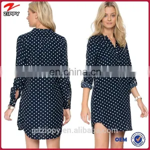 Long Sleeve White Dot Printing Online Shopping India Lady Dress Shirt thumbnail-1