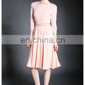 Ladies High Quality Three Quarter Sleeve Solid Knit Dress, Swing Dress Wholesale thumbnail-4