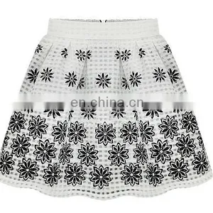Fashion Design High Waist Pleast Floral Women Mini Skirt Wiht Metal Zipper thumbnail-1