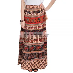 Indian Bagru Print Rajasthani Handmade Wrap Long Maxi Skirt From Selling on Amazon or Ecommerce Similar Designs Always Available thumbnail-1