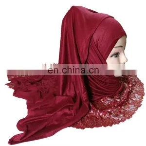 2-Way Style Maroon Color Designer Stoles 2017 / Womens Party Wear Scarf 2017 / Ladies Casual Wear Hijab Scarves (scarves Scarf) thumbnail-2