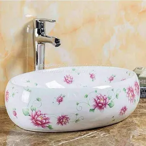 Modern Design Durable Oval Decorate Art Sink Wash Ceramic Color Basin thumbnail-1