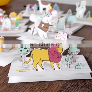 Cartoon Lion Greeting Cards With Envelopes Thankgiving 3d Greeting Card for Kids thumbnail-4